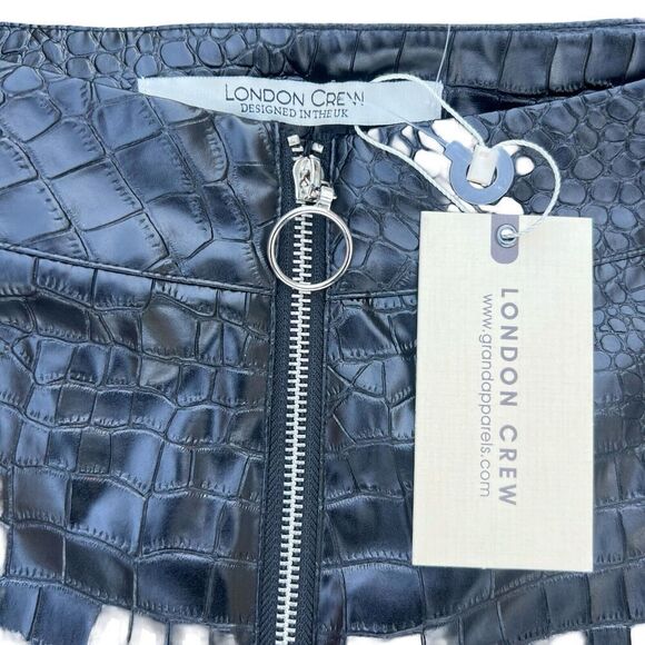 Women's Black Crocodile Skin Skinny Leather Pants - Stylish And Chic Design NWT - Picture 4 of 17